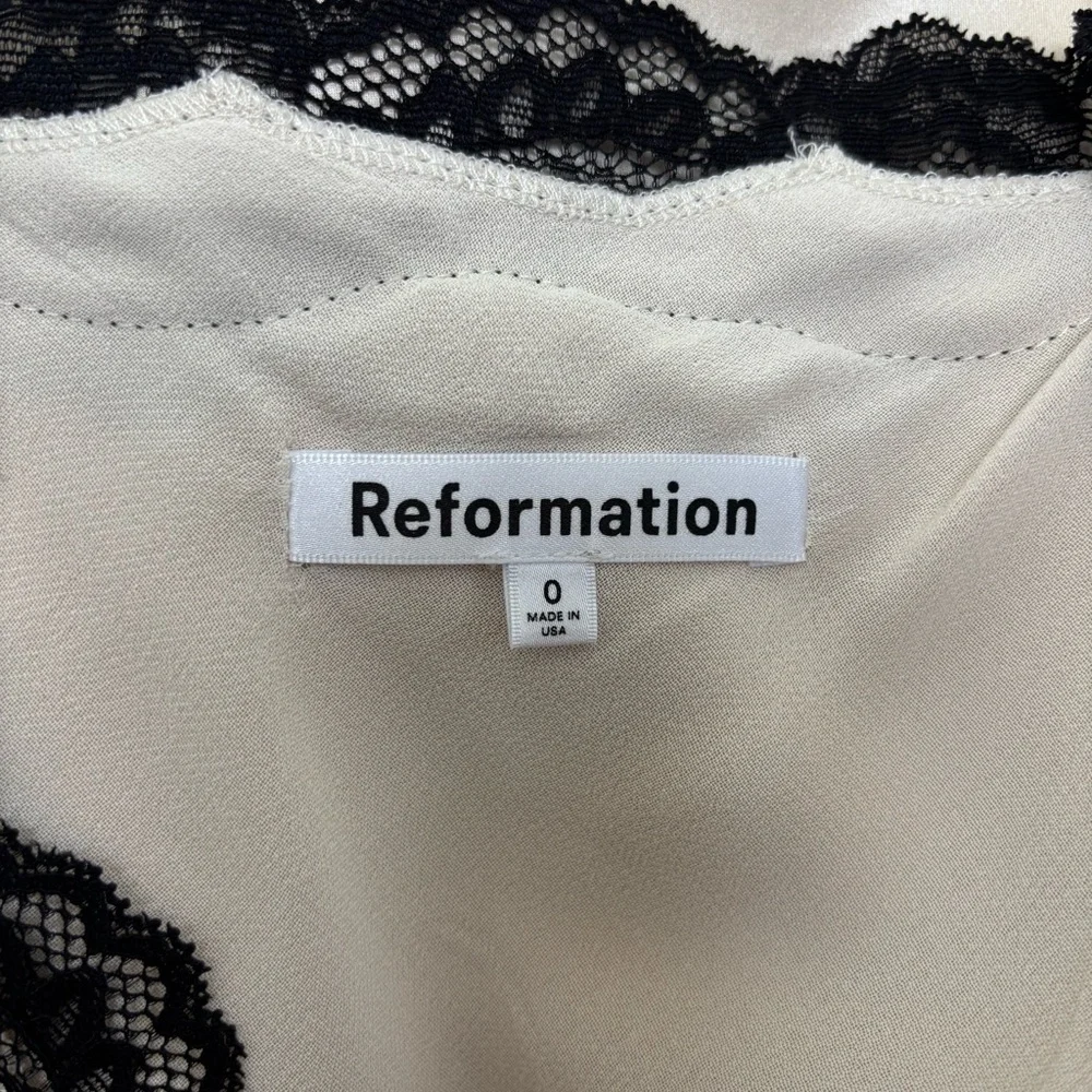Reformation Alicyn Lace Trim Satin Slip Dress Ivory Cream Silk Size 0 - Picture 8 of 10